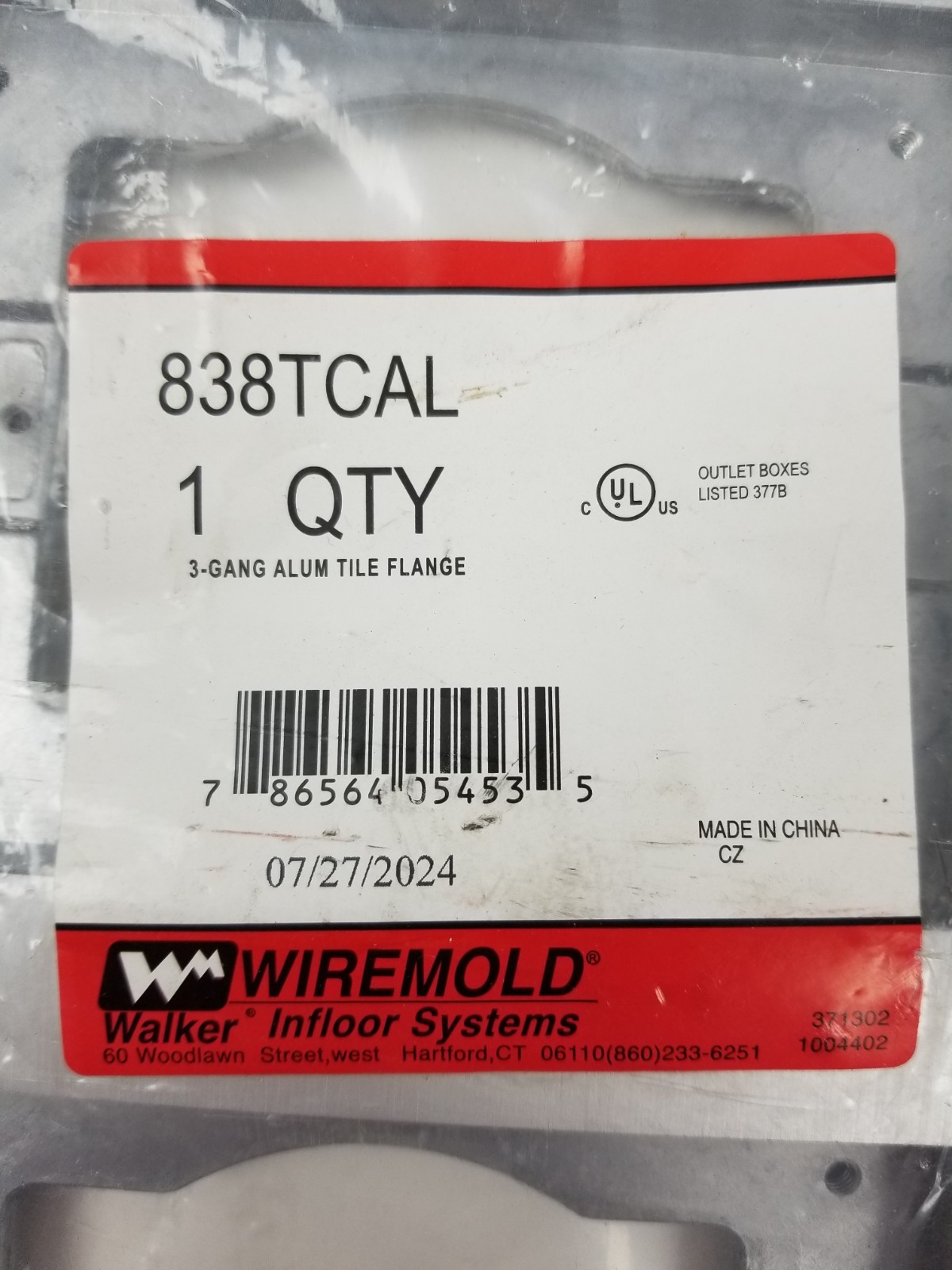 Wiremold 838TCAL 3Gang Aliminum Floor Box Carpet & Tile Flange 13.17 x 5.94" NEW