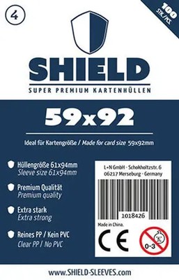 Shield 4 - 100 Super Premium Kartenhüllen für Kartengröße 59 x 92 mm | Deutsch