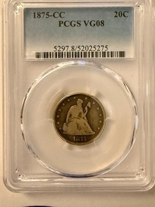 1875-CC PCGS Twenty Cent Coin  - VG08 - 90% Silver