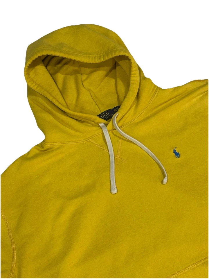 Moletom com capuz Ralph Lauren polo desgastado/grunge xadrez fotos XXL logotipo amarelo LEIA - Imagem 2 de 4