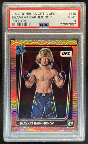 2022 Donruss Optic UFC Shavkat Rakhmonov Photon Prizm Rated Rookie #115 PSA 9