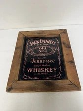 Vintage Jack Daniels Whiskey Wooden Framed Advertising Bar Sign