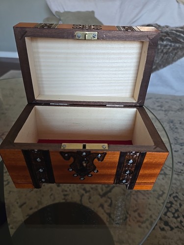 Polish Handmade Wooden Clad Chest Jewelry Keepsake Box w/ Lock and Key ...