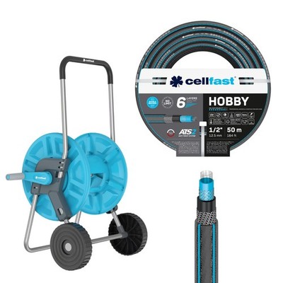Wasserschlauch Gartenschlauch 1/2'' 50m + Schlauchwagen Cellfast
