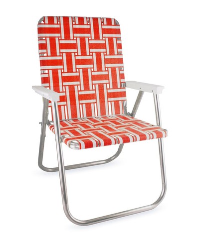 Orange & White Stripe - Aluminum Webbed Classic Lawn Chair - Made In the USA