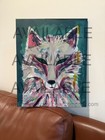 Wolf Abstract Colorful Original Acrylic Painting on Stretched Canvas Low Profile