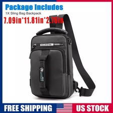 Anti-Theft Men's Sling Crossbody Bag Chest Shoulder Messenger Backpack USB Port