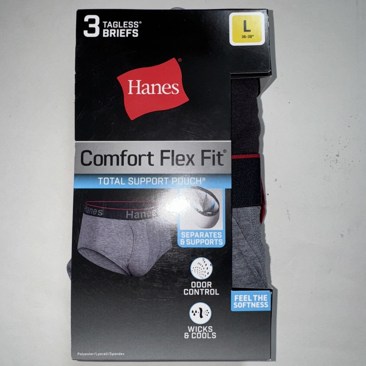 3 - HANES Men's Comfort Flex Fit Tagless Briefs Sz L 36-38