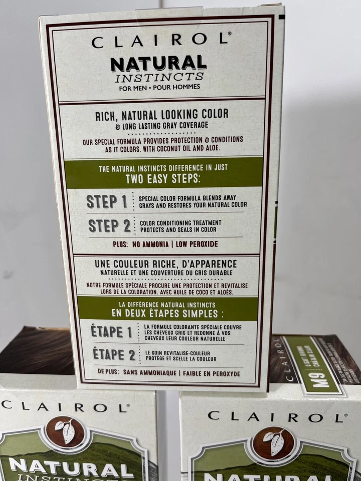 3x Clairol Natural Instincts Men Tinte de Cabello Semipermanente, M9 Marrón Claro - NUEVO 🔥 Foto 3 de 4