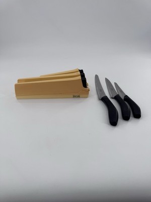 Vintage Wilkinson Sword 3 Knife Set with Self-Sharpening Stand Fast Shipping