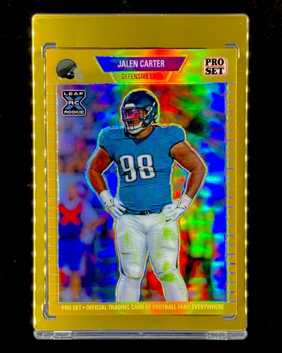 JALEN CARTER ROOKIE GOLD REFRACTOR RARE /199 HOLO PRIZM RC - EAGLES