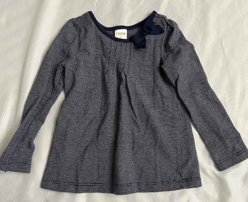 Gymboree Girl Pleated Long Sleeve Top/Dress Tee Navy Stripes Size 2T NWOT