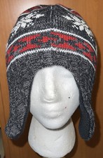 New Boys Peruvian Knit Hat Over Ears Fleece Lined Multi Colors Bears Snowflakes