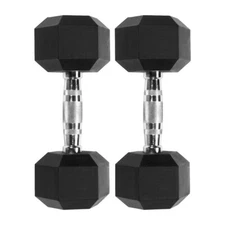 Amber Hex Rubber Dumbbells: Metal Handled Pairs for Full Body Strength Training
