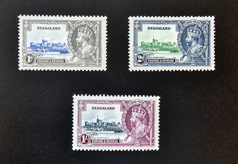 Nyasaland 1935 KGV Silver Jubilee MH Sc 47, 48, 50. SG 123, 124, 126