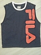 Fila Women Solid Blue Sleeveless Crewneck Activewear T-shirt Tank Top   Size L