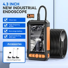 NEW Industrial Handheld Endoscope 4.3 IPS 1080P HD 5M Borescope Snake Camera