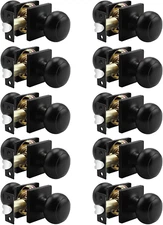 Colonial Passage Door Knobs Black Interior Non-Locking Door Handles for Hall/Clo