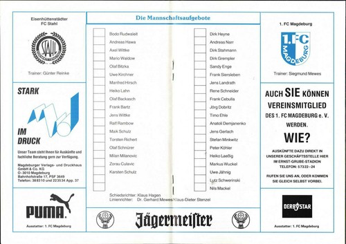 OL 90/91 1. FC Magdeburg - FC Stahl Eisenhüttenstadt, 02.03.1991 - 第 2/3 張圖片