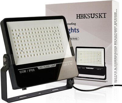 100W LED Stadium Flood Lights, 6000K Daylight, IP66 Waterproof, 12000Lm, B06