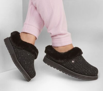 Woman Skechers BOBS Keepsakes Instant Flash slipper 113411 Color Black Brand New