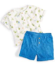 First Impressions Baby Boys 2-Pc. Vacation-Print Henley  Solid Shorts Set,