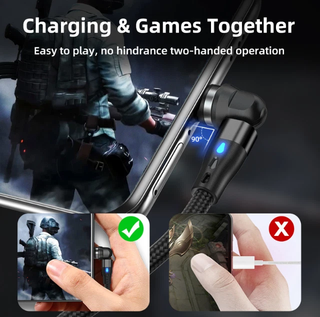 3 Pack Magnetic Micro USB Fast Charging Cable For Android Samsung Charger Cord - Image 4 of 4