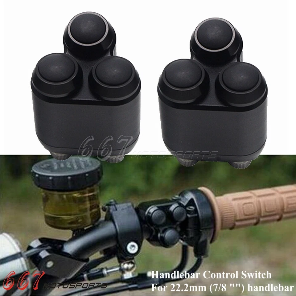 Interruptor de manillar momentáneo de 7/8" para Harley Dyna Softail Café Racer Bobber 2 piezas Foto 2 de 4