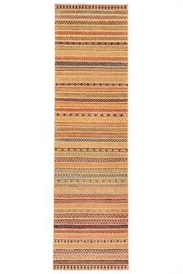 Kelim Relief 294x83 cm Handgewebter Wolle Orientteppich Kilim Carpet Rug