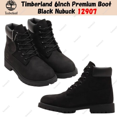 Timberland 6Inch Premium Boot Black Nubuck 12907 Men's Size