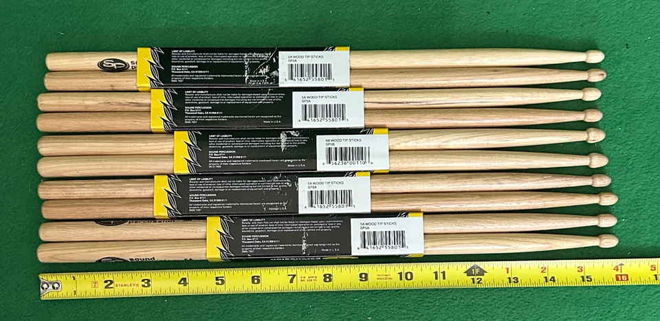 Lote de 5 juegos de baquetas de madera Sound Percussion Labs 5A 5B. Foto 2 de 4