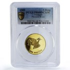 Vietnam 5 dong Ho Chi Minh Centennial Phoenix Bird PR68 PCGS brass coin 1989