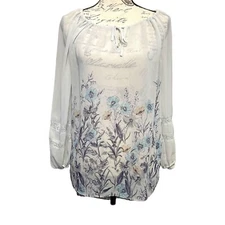 LC Lauren Conrad Womens Mirage Semi Sheer Top XS Long Sleeve Boho Fairy Grunge