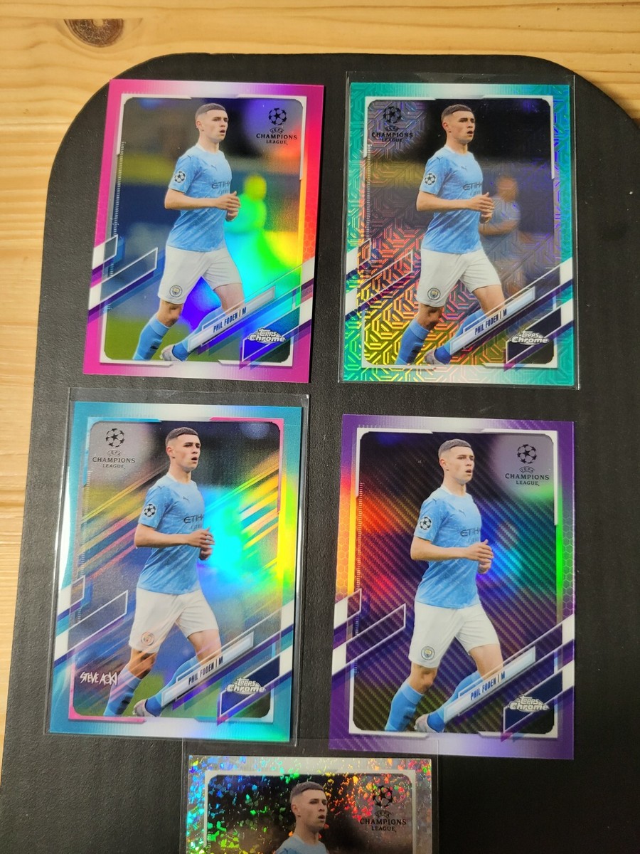2020-21 Topps Chrome UCL Phil Foden 5 Card Refractor Lot 2020-21 Topps Chrome UCL Phil Foden 5 Card Refractor Lot