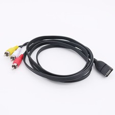 USB A Female to 3 RCA Male Line Cable AV PC TV Audio Video Cord Set-top Box Lead