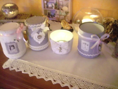 Upcycling  4erSet 1 Dose, 3 Gläser Unikat Shabby chic Landhaus Brocante - Bild 1 von 4