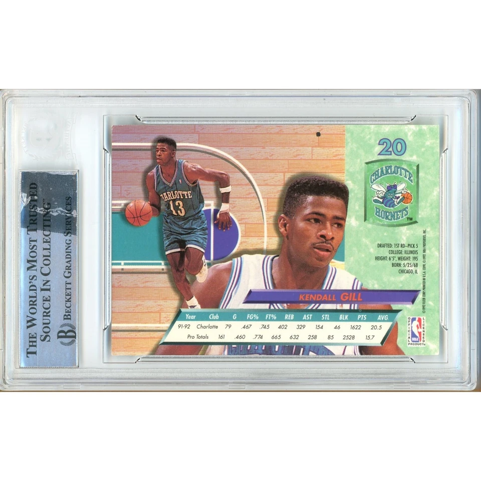 Cartão autografado Beckett Slabbed Hornets 1992-93 Fleer Ultra #20 assinado por Kendall Gill 1992-93 - Imagem 2 de 4