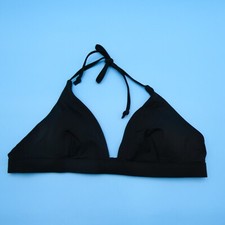 Victorias Secret Large Black Triangle Plunge Padded Halter Bikini Top Swimwear