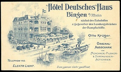 Illust. Business Cd - Hotel Deutsches Haus Bingen a Rhein c1890s