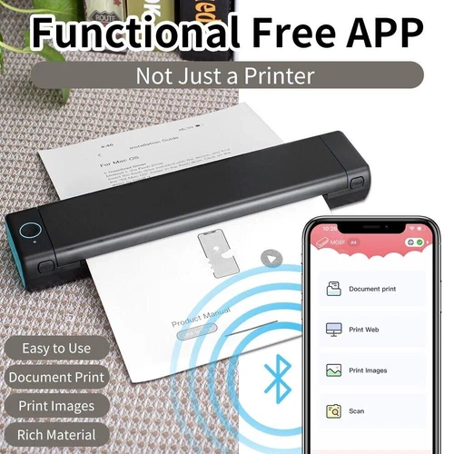 PhomemoM08F Wireless Bluetooth Portable A4 Thermal Mobile Printer Brother PJ-663 - Picture 5 of 19