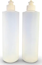 2 Pack Refillable 16 Ounce HDPE Squeeze Bottles With Push/Pull Button Top Dispen