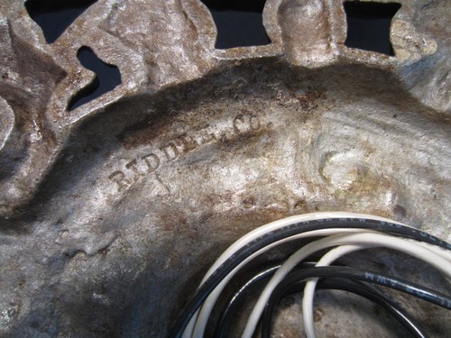 antique 1920s ART DECO FLUSH MOUNT LIGHT FIXTURE by RIDDLE in NICKEL... Restored - Picture 13 of 24
