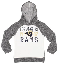 NFL Girls Youth (4-16) Los Angeles Rams French Terry Hoodie, Grey/White