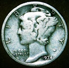 1934 P MERCURY DIME  90% SILVER