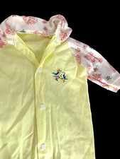 Vintage 1960s Baby Girl Pajama One Piece 12M Soft Thin Embroidered Birds PJs