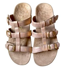 Vionic Misa Gold 3 Strap Slide Sandals Size 9