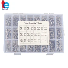 710 X MACHINE SCREW ASSORTMENT ASSORTED NUTS BOLTS AND FLAT WASHERS KIT