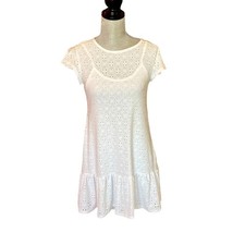 White Eyelet Sundress Womens Soft Girl Cottagecore Babydoll Coquette Dress L