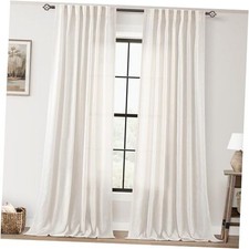 Linen Curtain 102 inch Long 2 Panels Set Back 52"W x 102"L Pack of 2 Natural