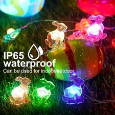 Easter Decorative String Lights 2 Pack, 16FT 50LED Colorful Bunny Fairy Light...